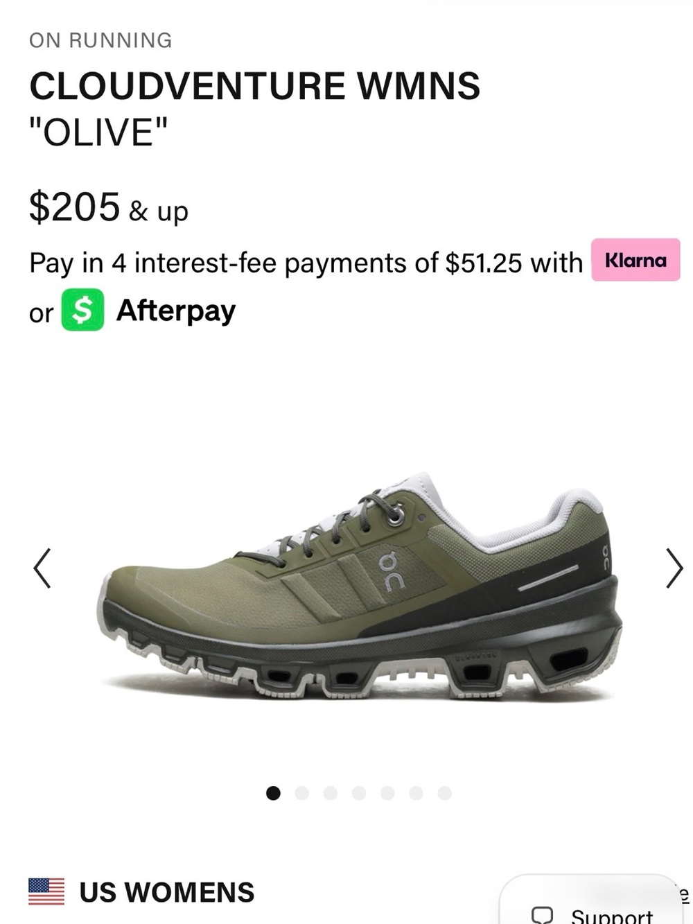 On Running Cloudventure WMNS Olive Trail Running Shoes